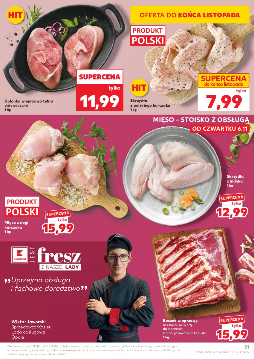 Gazetka promocyjna Kaufland - Gazetka tygodnia - ważna 06.11 do 12.11.2025 - strona 21 - produkty: Boczek, Boczek wieprzowy, Fa, Golonka wieprzowa, Kapustą, Kurczak, Mięso, Piec, Top
