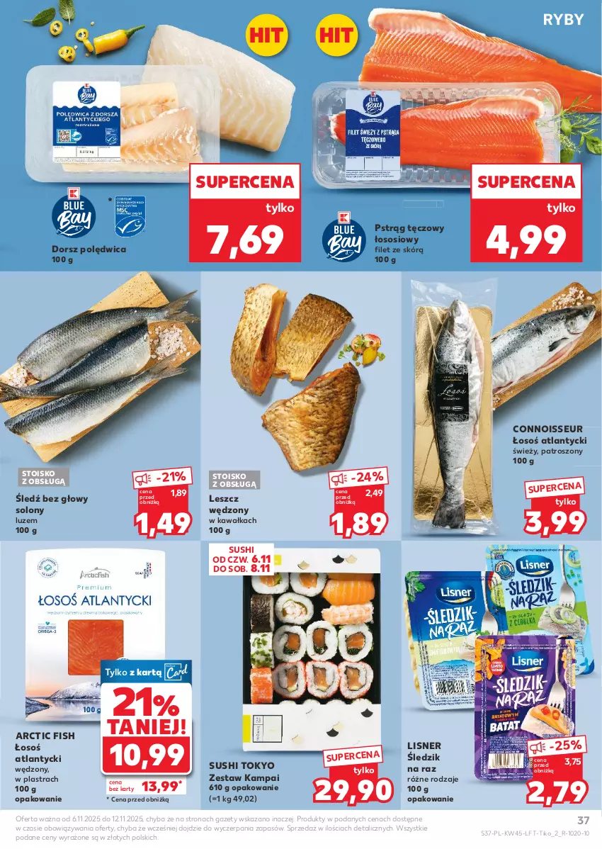 Gazetka promocyjna Kaufland - Gazetka tygodnia - ważna 06.11 do 12.11.2025 - strona 37 - produkty: Dorsz, Kawa, Lisner, Polędwica, Pstrąg, Pstrąg tęczowy, Sos, Sushi