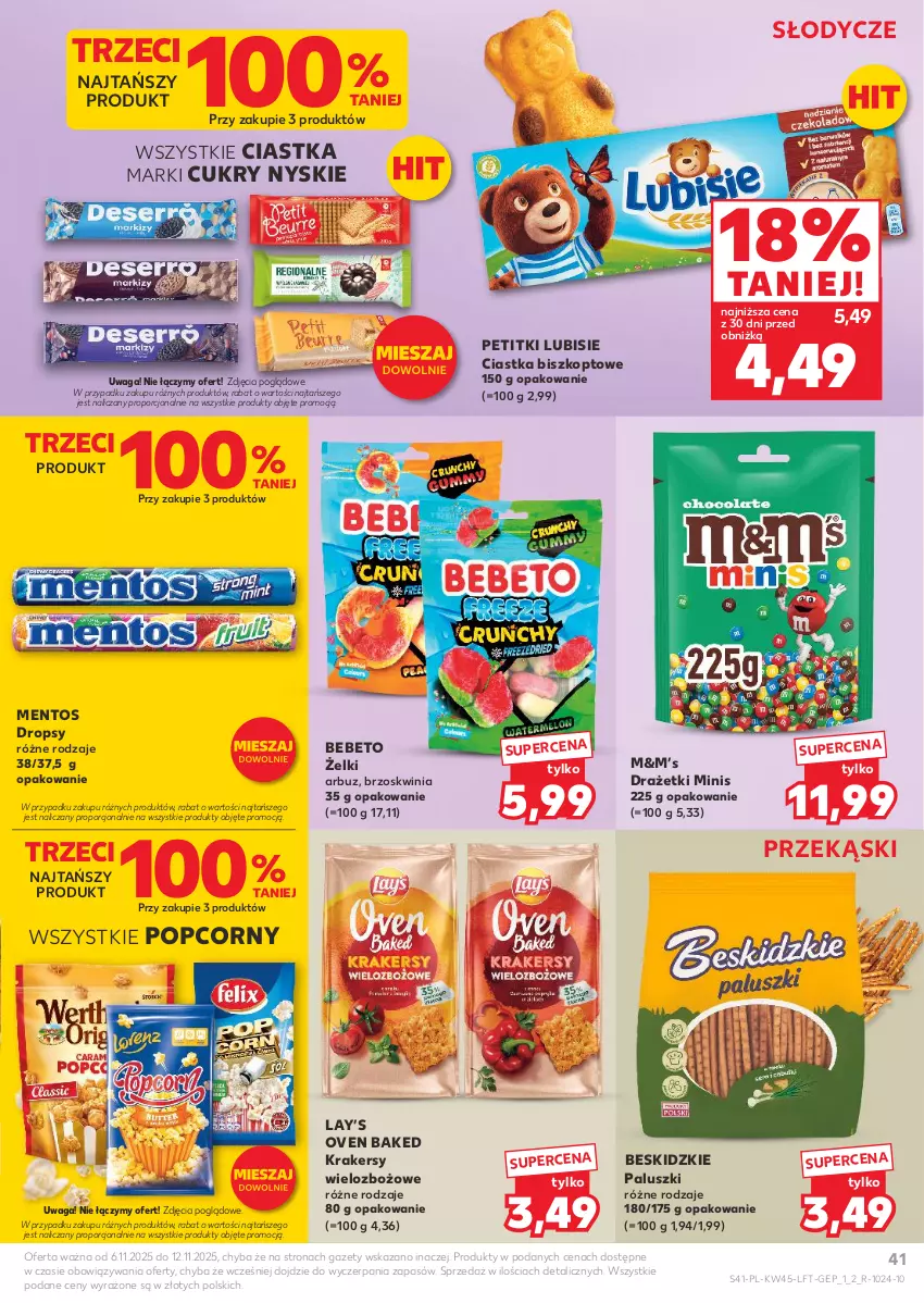 Gazetka promocyjna Kaufland - Gazetka tygodnia - ważna 06.11 do 12.11.2025 - strona 41 - produkty: Arbuz, Beskidzki, Beskidzkie paluszki, Ciastka, Krakersy, Lay’s, Lubisie, Mentos, Popcorn, Por, Waga