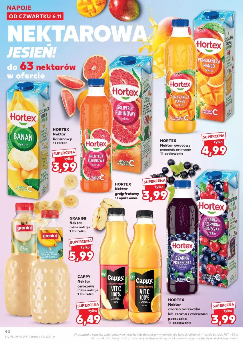 Gazetka promocyjna Kaufland - Gazetka tygodnia - ważna 06.11 do 12.11.2025 - strona 42 - produkty: Cappy, Gra, Grejpfrut, Hortex, Mango, Napoje, Nektar, Nektar bananowy, Por, Sok, Tran
