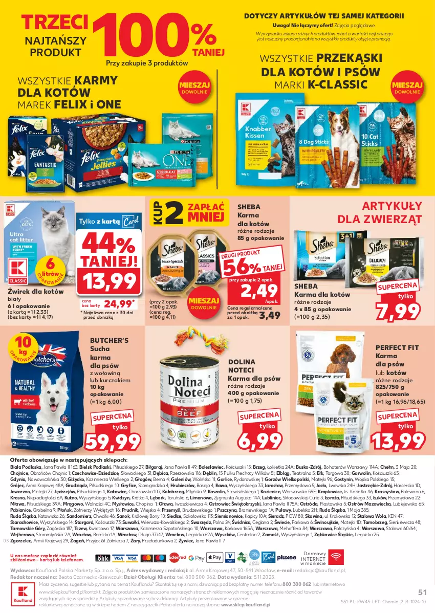 Gazetka promocyjna Kaufland - Gazetka tygodnia - ważna 06.11 do 12.11.2025 - strona 51 - produkty: BIC, Dres, Felix, Gry, Kosz, Kurczak, LANA, O nas, Piast, Piec, Podlaski, Por, Sheba, Sok, Sucha karma, Szal, Telefon, Waga, Wino