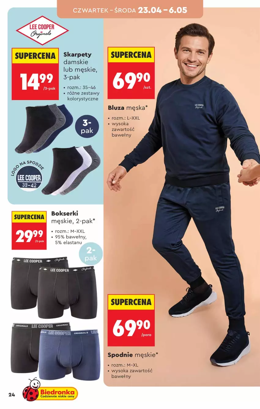 Gazetka promocyjna Biedronka - Okazje Tygodnia - ważna 18.04 do 02.05.2026 - strona 24 - produkty: Bluza, Bokserki, Karp, Ser, Sok, Spodnie