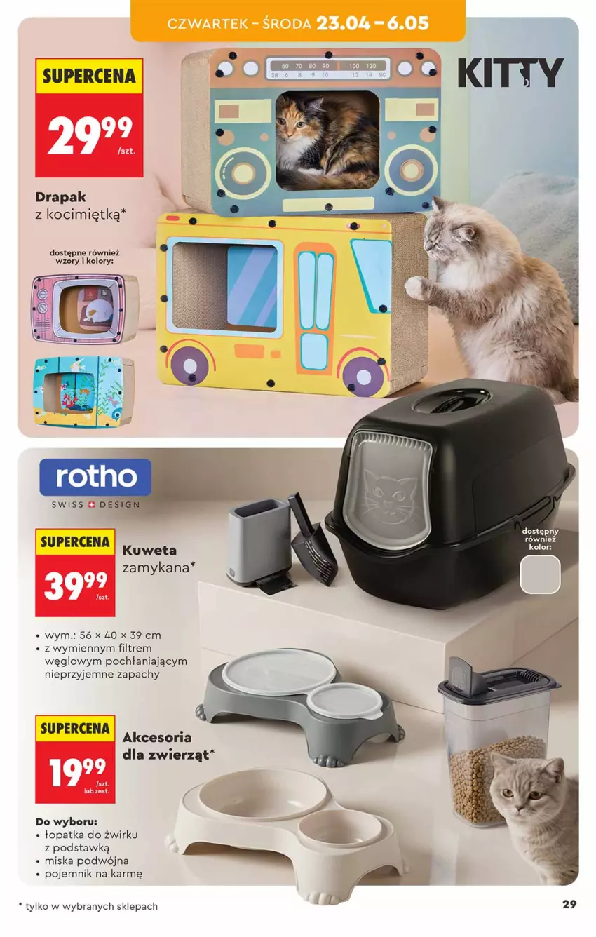 Gazetka promocyjna Biedronka - Okazje Tygodnia - ważna 18.04 do 02.05.2026 - strona 29 - produkty: Drapak, Koc, Kuweta, Miska, Pojemnik