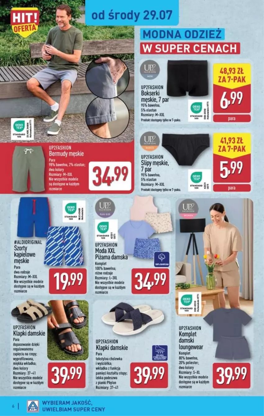 Gazetka promocyjna Aldi - Przygotuj się na kolejny tydzień - ważna 29.07 do 01.08.2026 - strona 6 - produkty: Blag, Bokserki, Dior, Fa, Gin, Klapki, Moda, Ser, Slipy, Top, Wełna