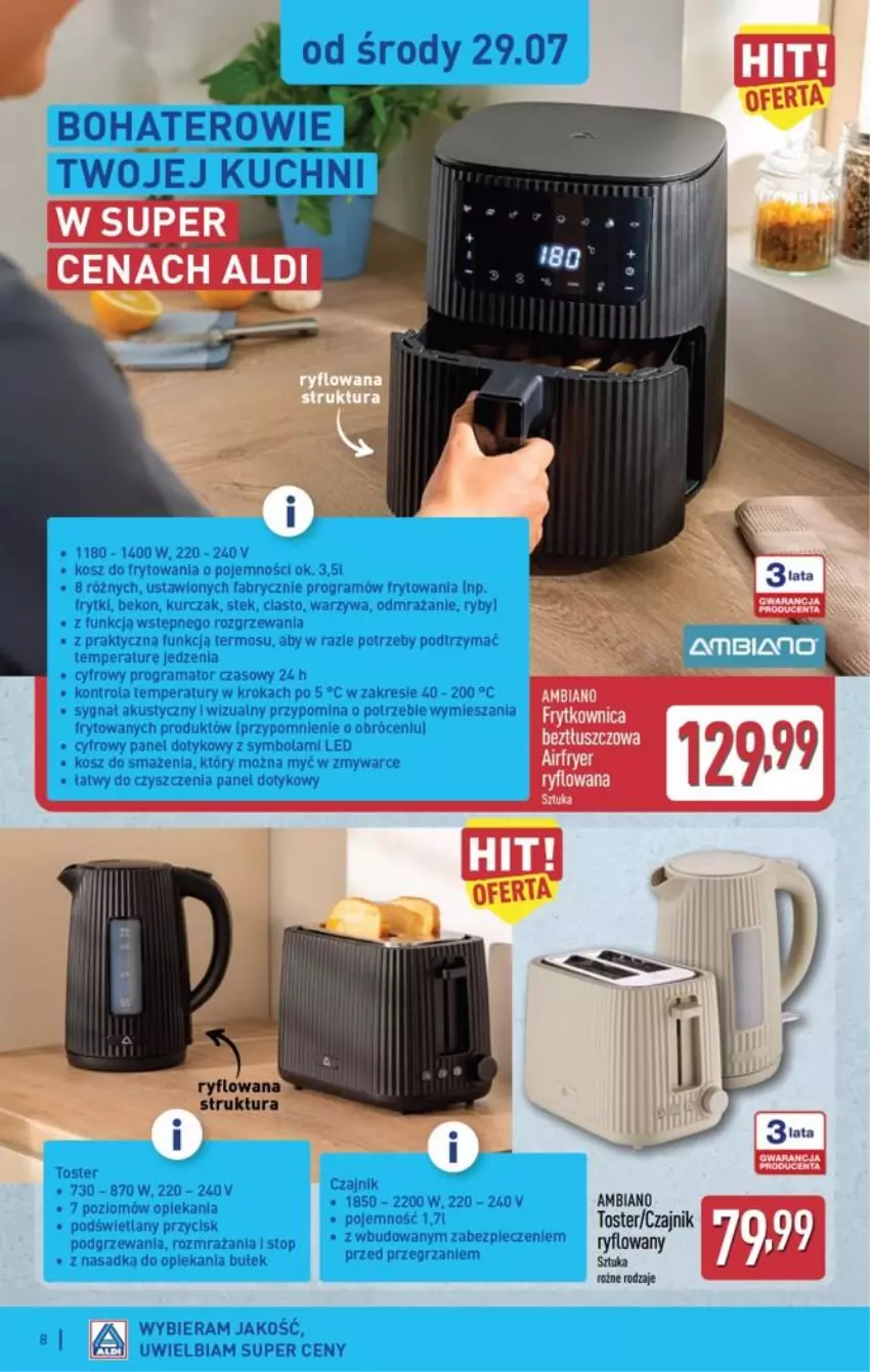Gazetka promocyjna Aldi - Przygotuj się na kolejny tydzień - ważna 29.07 do 01.08.2026 - strona 8 - produkty: Beko, Czajnik, Fa, Gra, Kosz, Kurczak, Rama, Stek, Top, Toster, Warzywa