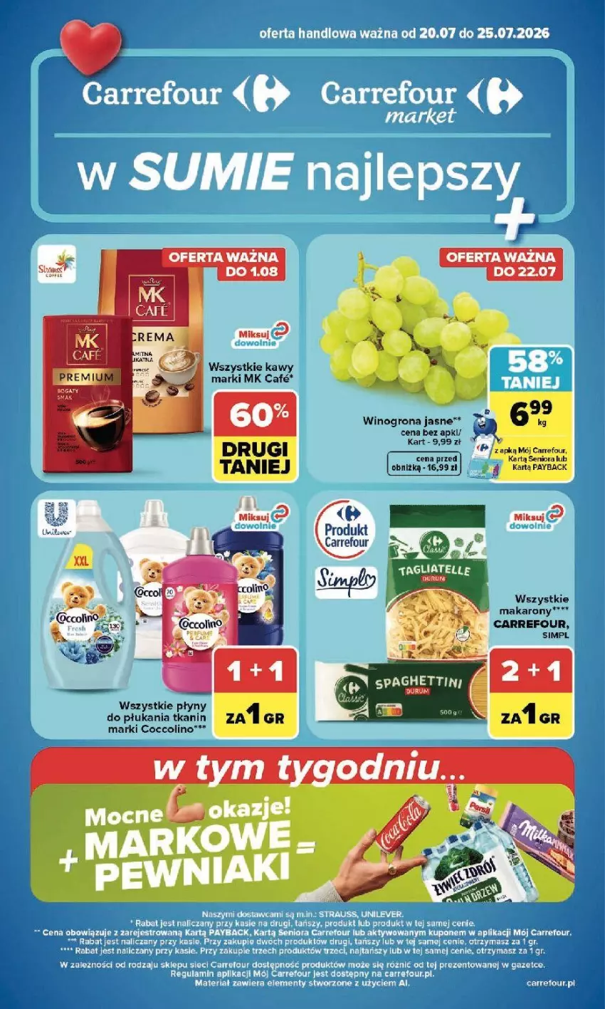 Gazetka promocyjna Carrefour - Gazetka Carrefour, Market z SUMIE najlepszy, od poniedziałku - ważna 20.07 do 25.07.2026 - strona 1 - produkty: Coccolino, Wino, Winogrona