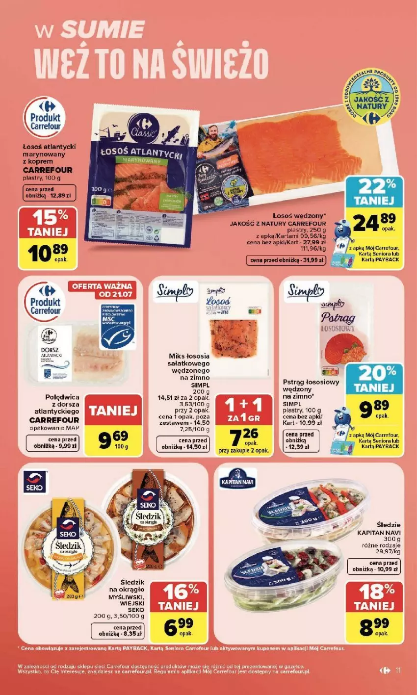 Gazetka promocyjna Carrefour - Gazetka Carrefour, Market z SUMIE najlepszy, od poniedziałku - ważna 20.07 do 25.07.2026 - strona 13 - produkty: Dorsz, Pstrąg, Pstrąg łososiowy, Sos