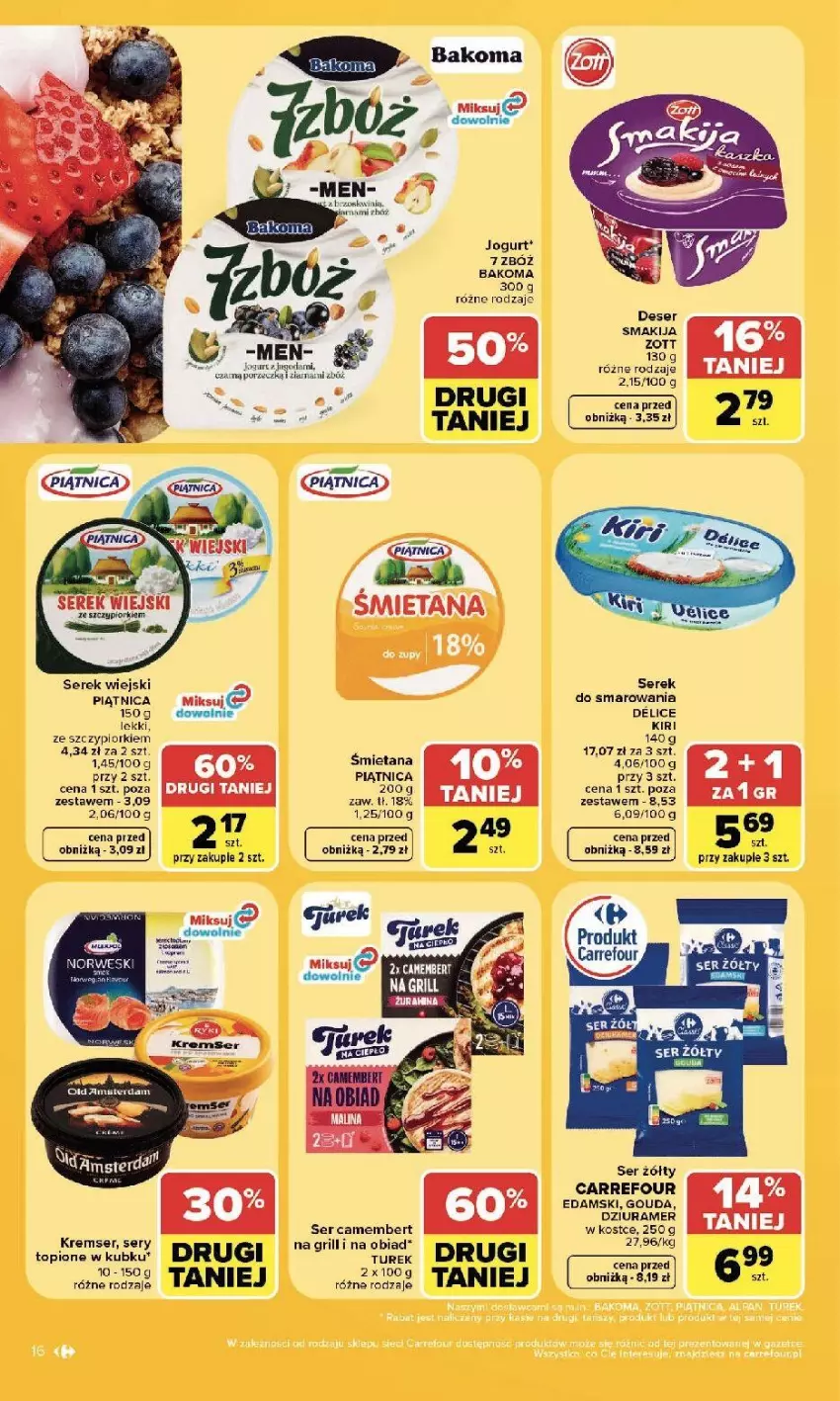 Gazetka promocyjna Carrefour - Gazetka Carrefour, Market z SUMIE najlepszy, od poniedziałku - ważna 20.07 do 25.07.2026 - strona 18 - produkty: Bakoma, Buty, Camembert, Deser, Edam, Piątnica, Ser, Serek, Serek wiejski, Smakija