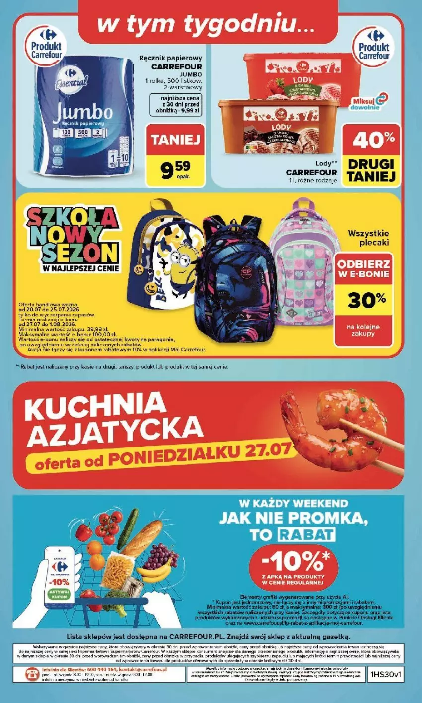 Gazetka promocyjna Carrefour - Gazetka Carrefour, Market z SUMIE najlepszy, od poniedziałku - ważna 20.07 do 25.07.2026 - strona 30 - produkty: Fa, Papier, Plecak, Por, Ręcznik, Top