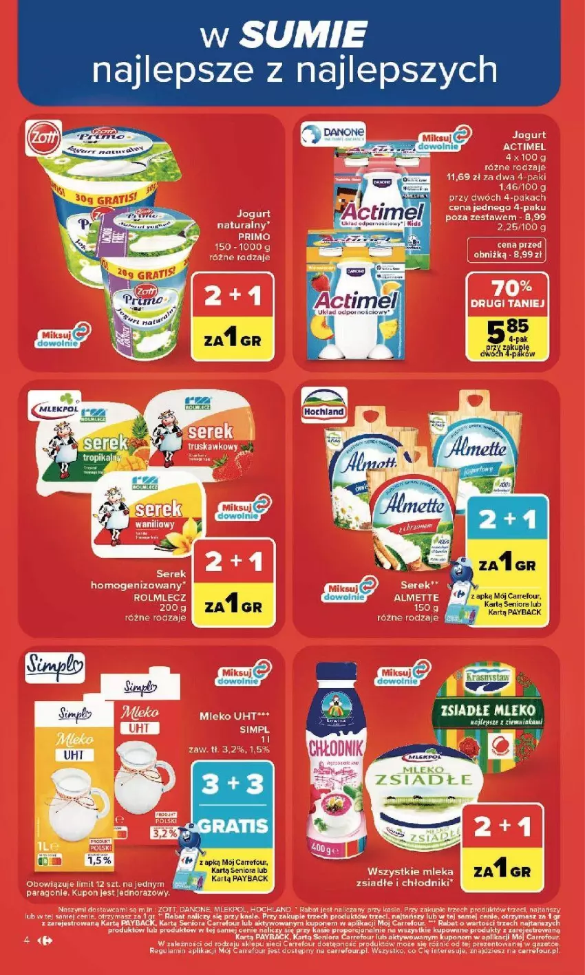 Gazetka promocyjna Carrefour - Gazetka Carrefour, Market z SUMIE najlepszy, od poniedziałku - ważna 20.07 do 25.07.2026 - strona 6 - produkty: Actimel, Hochland, Jogurt, Rolmlecz, Ser, Serek