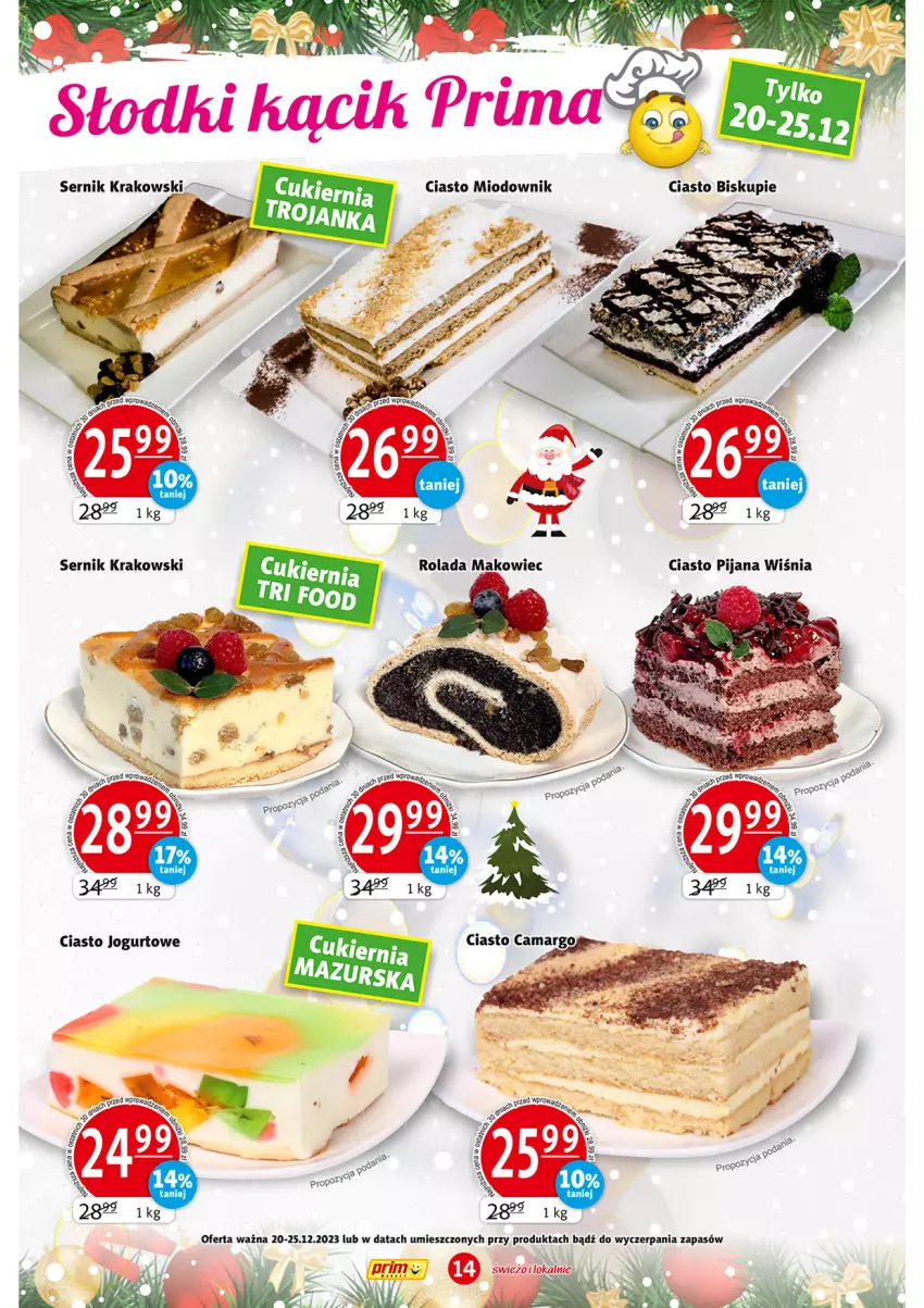 Gazetka promocyjna Prim Market - ważna 14.12 do 23.12.2023 - strona 14 - produkty: Ciasto jogurtowe, Jogurt