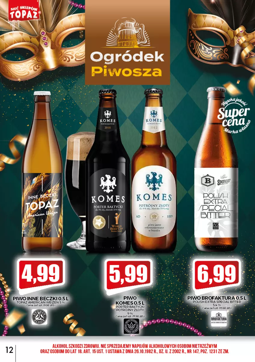 Gazetka promocyjna Topaz - Gazetka - ważna 01.02 do 28.02.2022 - strona 12 - produkty: Fa, Piwo, Por, Top