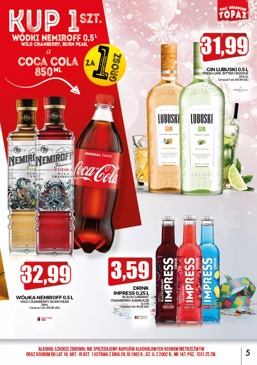 Gazetka promocyjna Topaz - Gazetka - ważna 01.02 do 28.02.2022 - strona 5 - produkty: Gin, Wódka