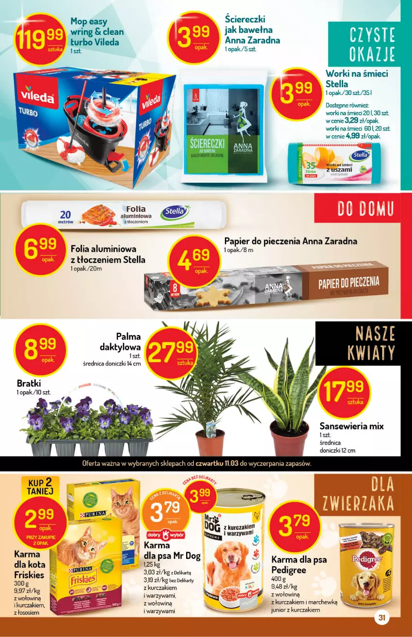 Gazetka promocyjna Delikatesy Centrum - ważna 11.03 do 17.03.2021 - strona 31 - produkty: Folia aluminiowa, Friskies, Kurczak, Mop, Palma, Papier, Papier do pieczenia, Pedigree, Piec, Sos, Vileda, Warzywa, Worki na śmiec, Worki na śmieci