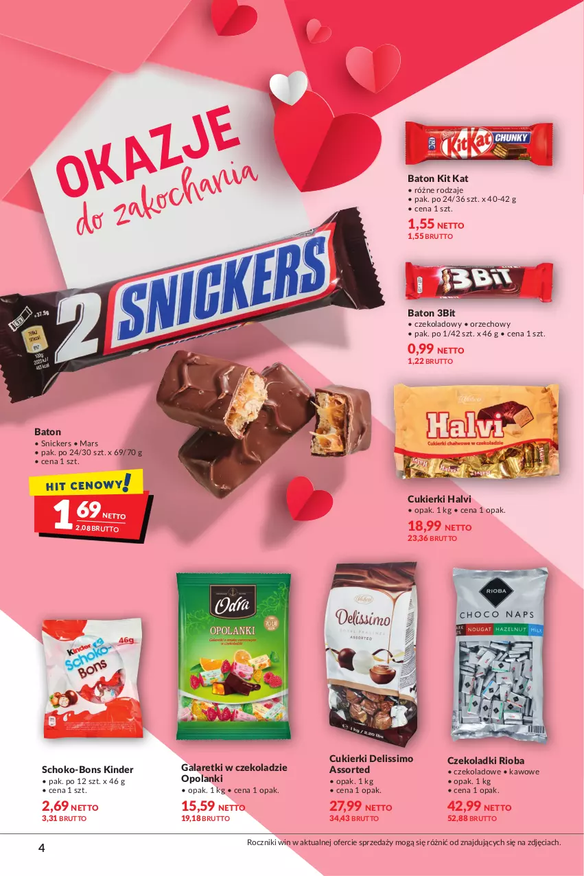 Gazetka promocyjna Makro - [Oferta specjalna] Walentynki - ważna 08.02 do 21.02.2022 - strona 4 - produkty: Baton, Cukier, Cukierki, Deliss, Gala, Galaretki, Kinder, Kit Kat, Lanki, Mars, Rioba, Snickers