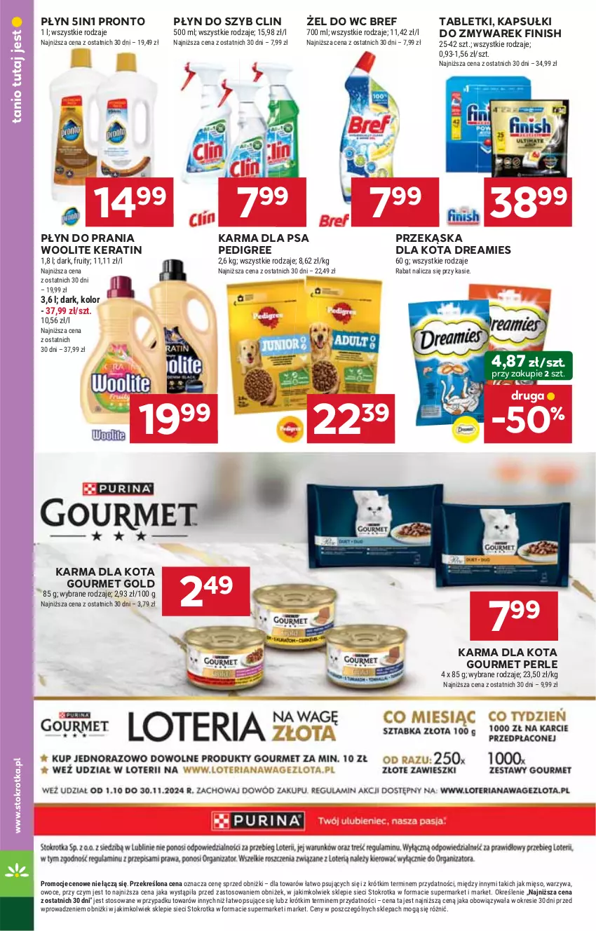 Gazetka promocyjna Stokrotka - Supermarket - ważna 17.10 do 23.10.2024 - strona 28 - produkty: Bref, Clin, Finish, Gourmet Gold, HP, Pedigree, Płyn do prania, Płyn do szyb, Pronto, Tablet, Woolite