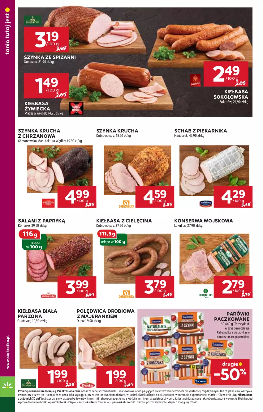 Gazetka promocyjna Stokrotka - Supermarket - ważna 17.10 do 23.10.2024 - strona 8 - produkty: Chrzan, HP, Kiełbasa, Kiełbasa biała, Parówki, Piekarnik, Polędwica, Salami, Salami z papryką, Ser, Sok, Sos, Szynka