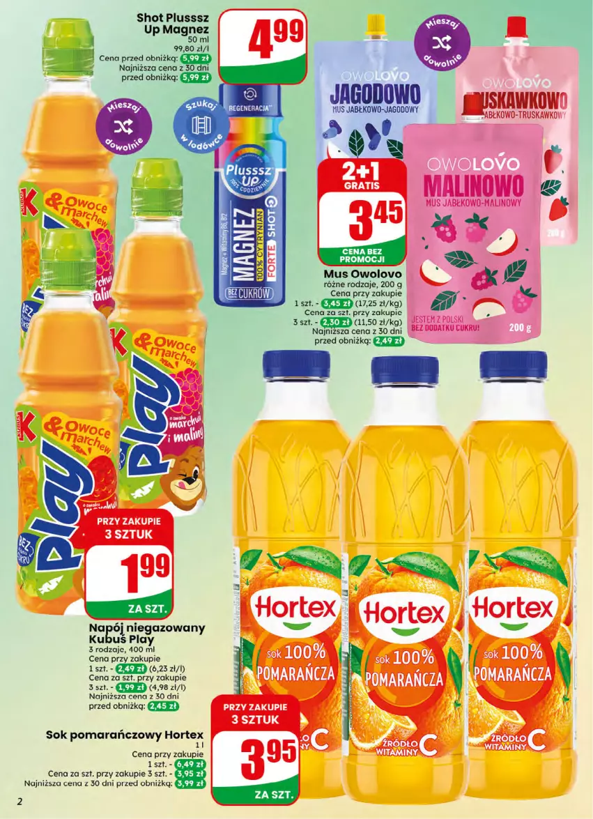 Gazetka promocyjna Dino - Gazetka 32 / 2026 - ważna 05.08 do 11.08.2026 - strona 2 - produkty: Hortex, Kubuś, Magnez, Mus, Napój, Napój niegazowany, Sok, Sok pomarańczowy