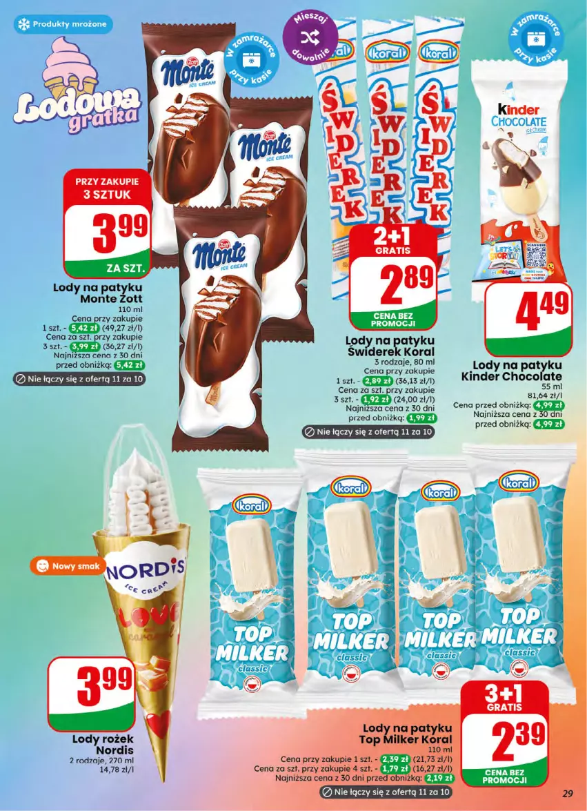Gazetka promocyjna Dino - Gazetka 32 / 2026 - ważna 05.08 do 11.08.2026 - strona 29 - produkty: Gra, Kinder, Lody, Monte, Zott