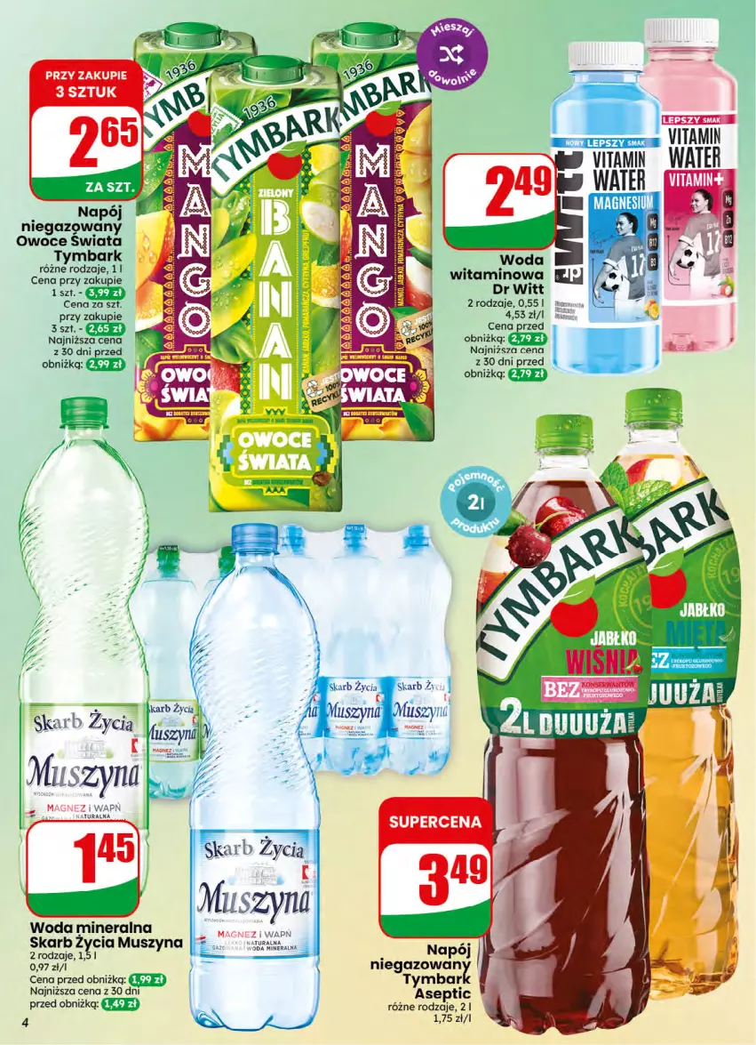 Gazetka promocyjna Dino - Gazetka 32 / 2026 - ważna 05.08 do 11.08.2026 - strona 4 - produkty: Magnez, Mop, Mus, Napój, Napój niegazowany, Owoce, Szyna, Tymbark, Woda