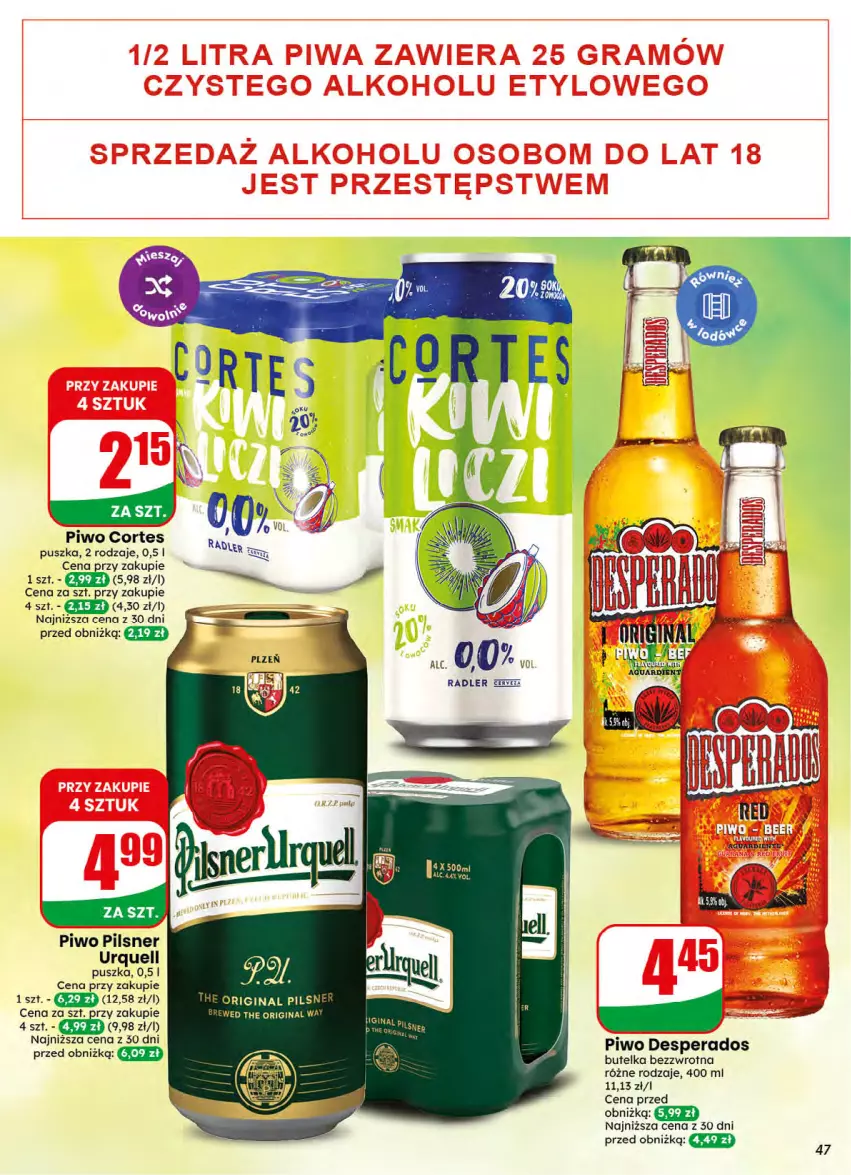 Gazetka promocyjna Dino - Gazetka 32 / 2026 - ważna 05.08 do 11.08.2026 - strona 47 - produkty: Desperados, Pilsner Urquell, Piwo, Radler