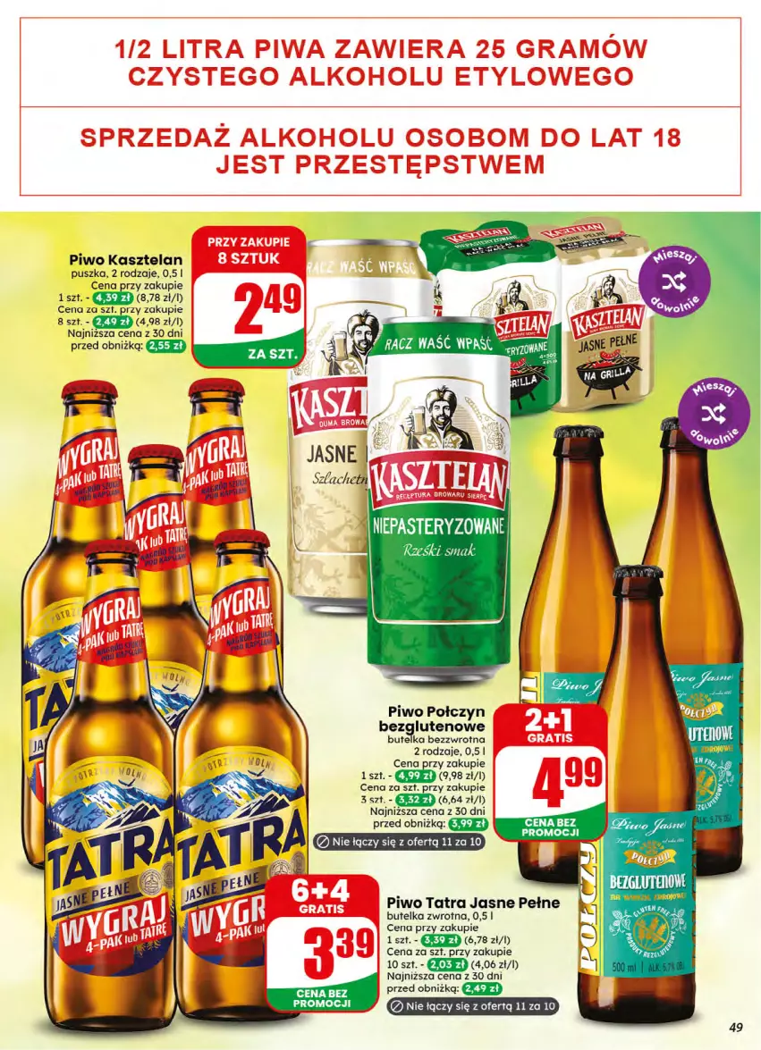 Gazetka promocyjna Dino - Gazetka 32 / 2026 - ważna 05.08 do 11.08.2026 - strona 49 - produkty: Kasztelan, Piwo, Tatra