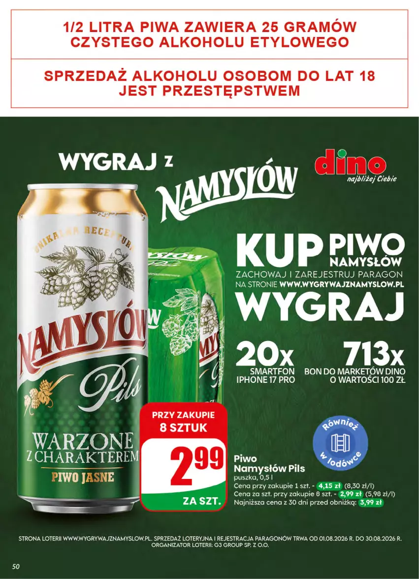 Gazetka promocyjna Dino - Gazetka 32 / 2026 - ważna 05.08 do 11.08.2026 - strona 50 - produkty: Gra, Gry, Namysłów, Piwa, Smartfon