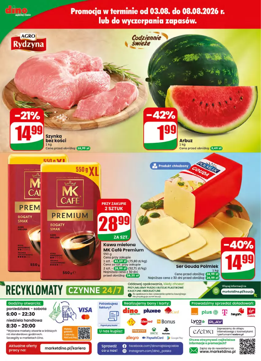 Gazetka promocyjna Dino - Gazetka 32 / 2026 - ważna 05.08 do 11.08.2026 - strona 68 - produkty: Fa, Gouda, Gra, JBL, Kawa, Kawa mielona, Perfum, Polmiek, Ser, Szynka, Tera