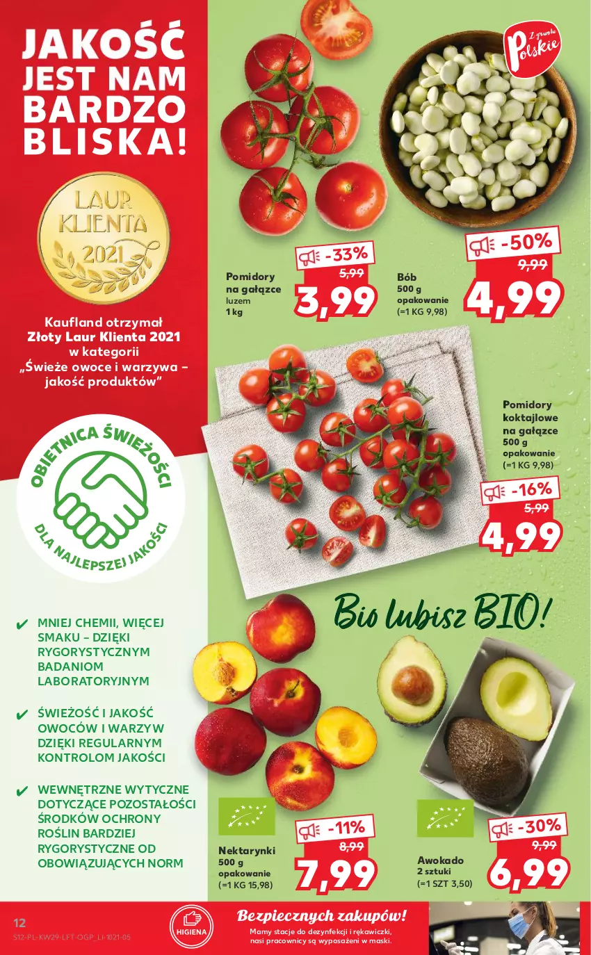 Gazetka promocyjna Kaufland - OFERTA TYGODNIA - ważna 22.07 do 28.07.2021 - strona 12 - produkty: Danio, Laur, Nektar, Owoce, Piec, Pomidory, Warzywa