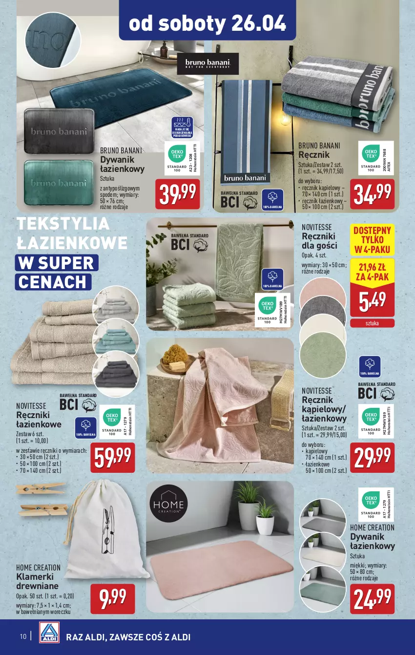 Gazetka promocyjna Aldi - Artykuły przemysłowe i tekstylia - ważna 23.04 do 26.04.2025 - strona 10 - produkty: Bruno Banani, Dywan, Dywanik, Dywanik łazienkowy, Ręcznik, Ręcznik kąpielowy, Wełna