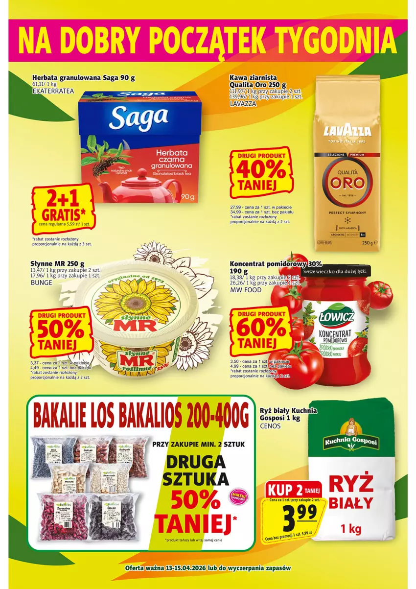 Gazetka promocyjna Prim Market - ważna 09.04 do 15.04.2026 - strona 21 - produkty: Bezy, Cenos, Gra, Herbata, Kawa, Kawa ziarnista, Kuchnia, Lavazza, Por, Ryż, Ryż biały, Saga, Ser, Słynne, Sos