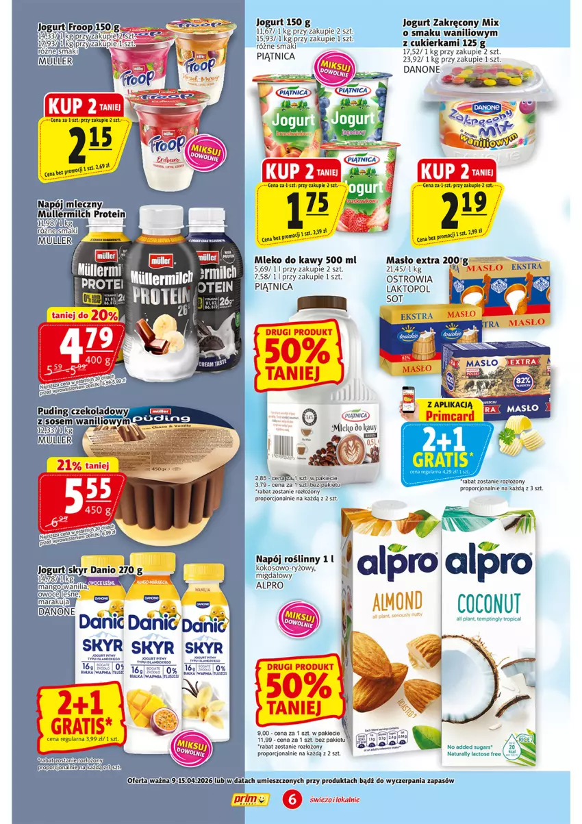 Gazetka promocyjna Prim Market - ważna 09.04 do 15.04.2026 - strona 6 - produkty: Alpro, Arnica, Cukier, Danone, Jogurt, Kokos, Mleko, Napój, Napój mleczny, Napój roślinny, Nokia, Piątnica, Por, Ryż