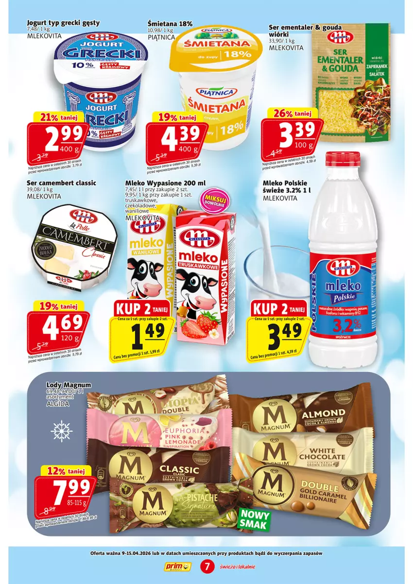 Gazetka promocyjna Prim Market - ważna 09.04 do 15.04.2026 - strona 7 - produkty: Camembert, LG, Mleko, Mlekovita, Piątnica, Ser, Vita C