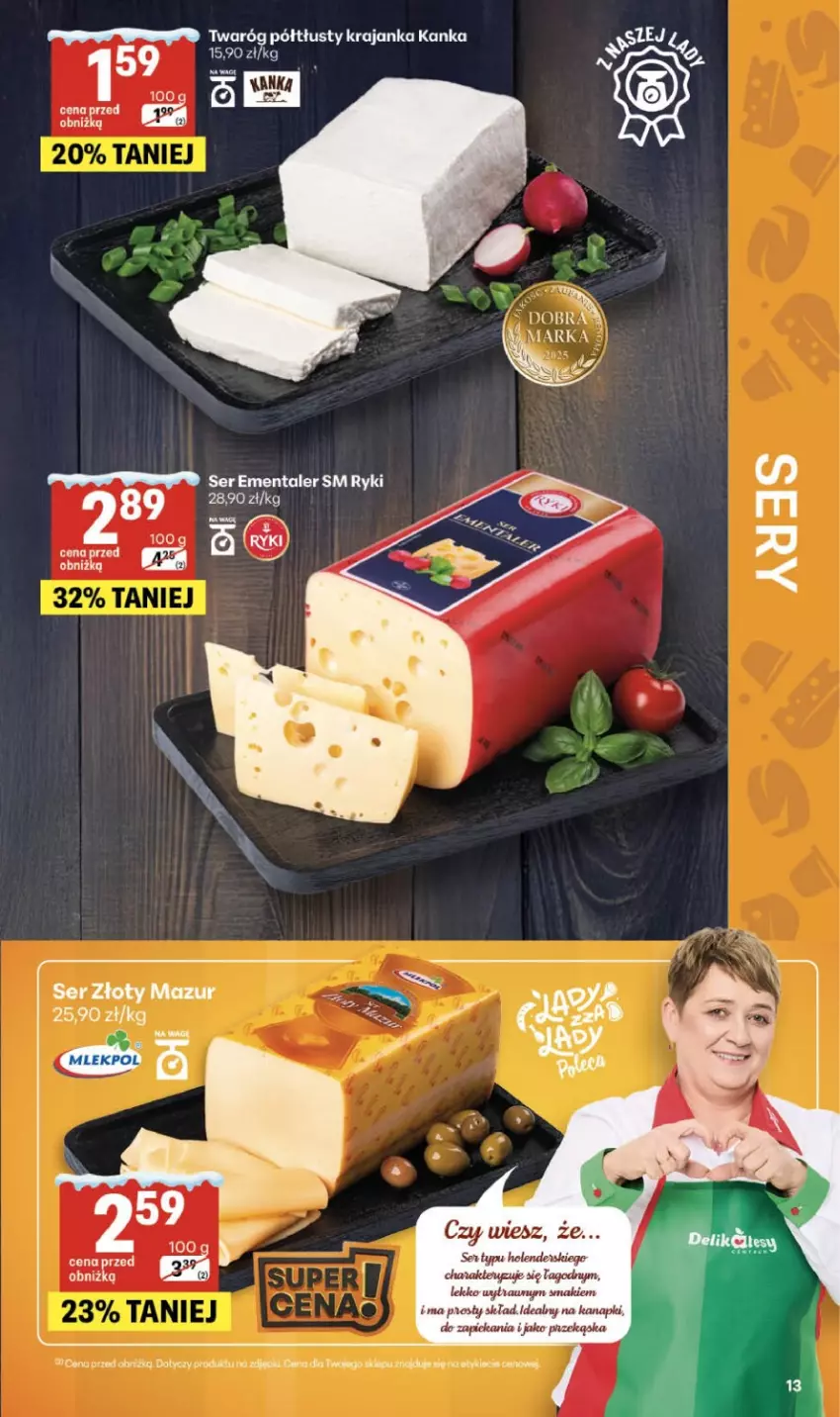 Gazetka promocyjna Delikatesy Centrum - Franczyza DC05 Czwartek - ważna 29.01 do 04.02.2026 - strona 13 - produkty: Ementaler, Ser, Twaróg, Twaróg półtłusty, Złoty Mazur