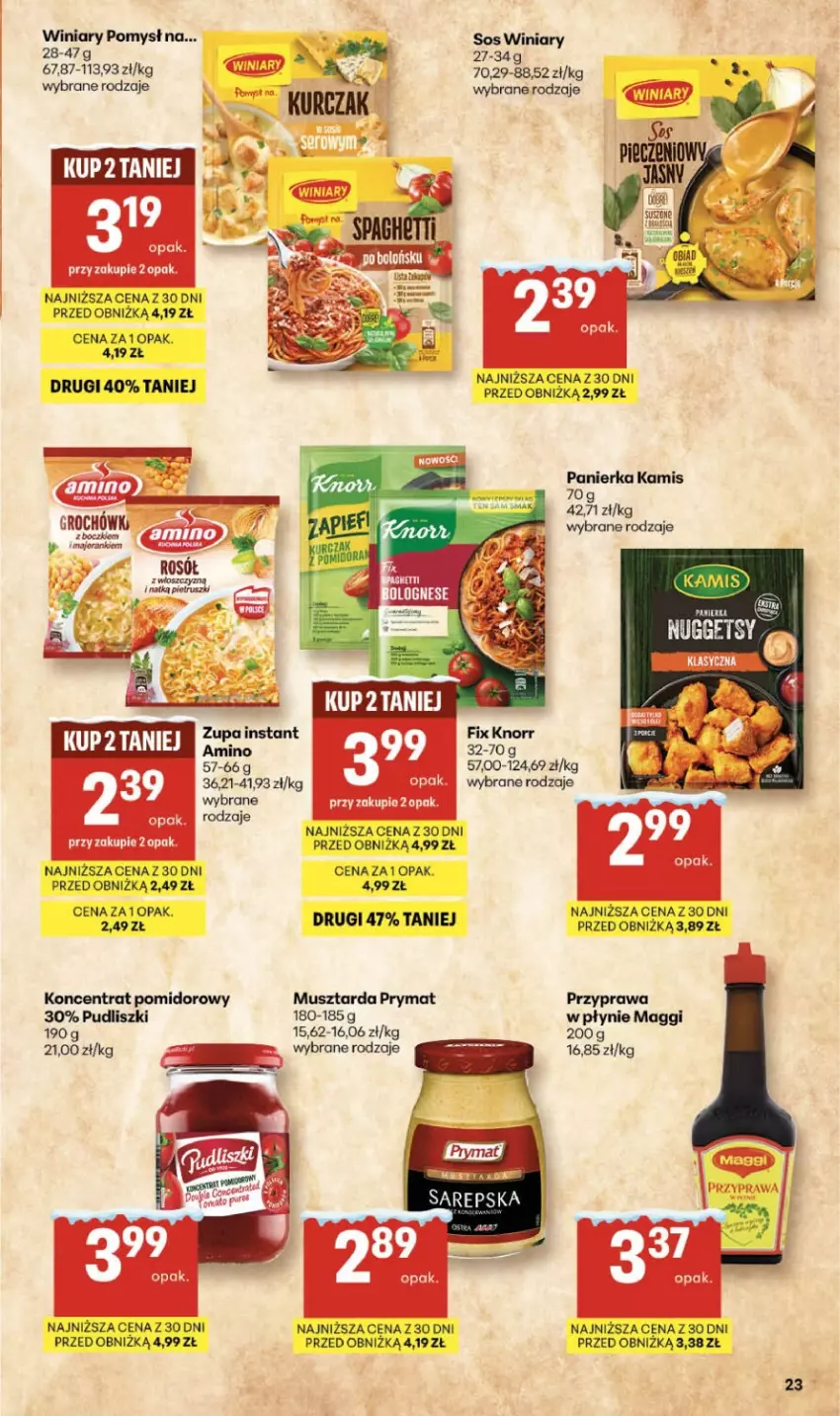 Gazetka promocyjna Delikatesy Centrum - Franczyza DC05 Czwartek - ważna 29.01 do 04.02.2026 - strona 23 - produkty: Kamis, Knorr, Koncentrat pomidorowy, Maggi, Mus, Musztarda, Piec, Prymat, Pudliszki, Sos, Winiary, Zupa
