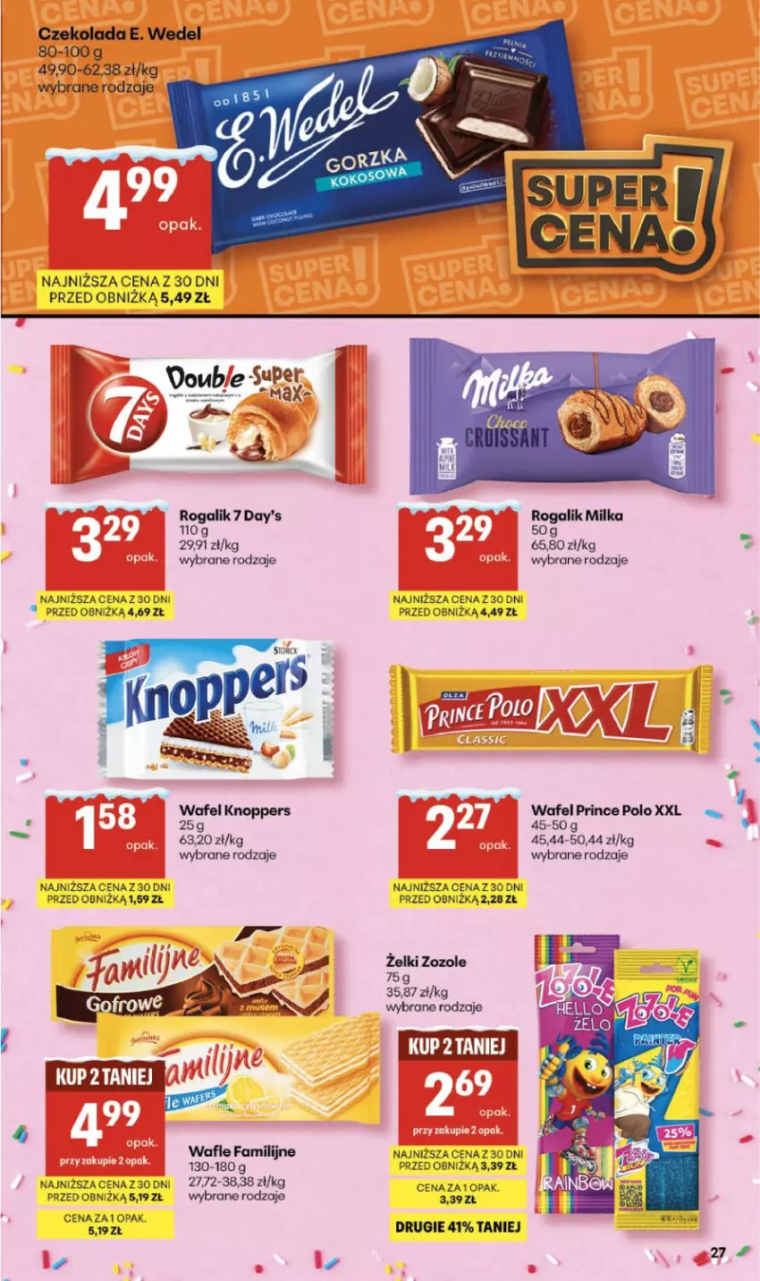 Gazetka promocyjna Delikatesy Centrum - Franczyza DC05 Czwartek - ważna 29.01 do 04.02.2026 - strona 27 - produkty: Czekolada, E. Wedel, Fa, Knoppers, Milka, Prince Polo, Rogal, Wafle