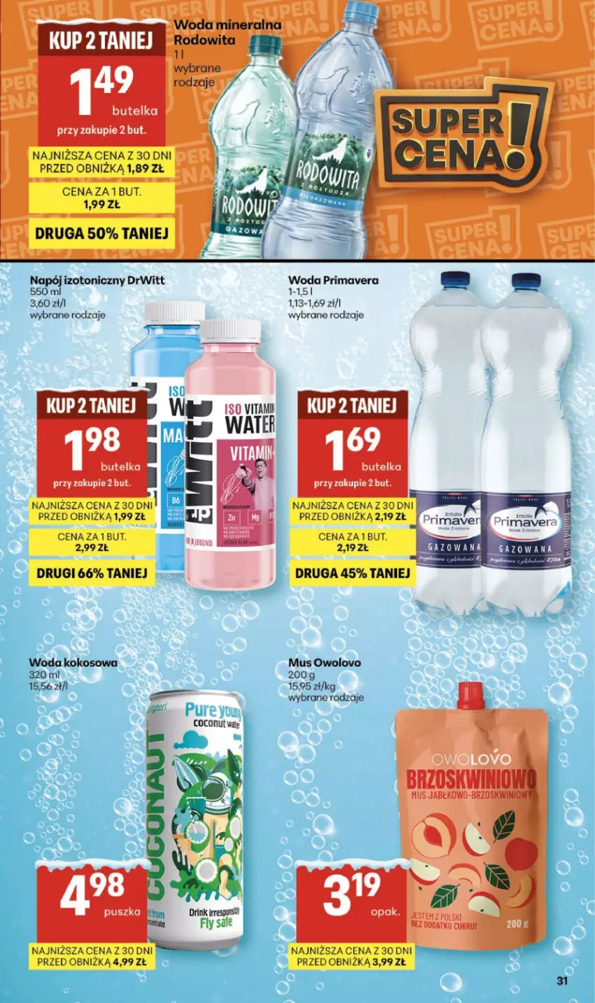Gazetka promocyjna Delikatesy Centrum - Franczyza DC05 Czwartek - ważna 29.01 do 04.02.2026 - strona 31 - produkty: Kokos, Mus, Napój, Napój izotoniczny, Prima, Primavera, Woda