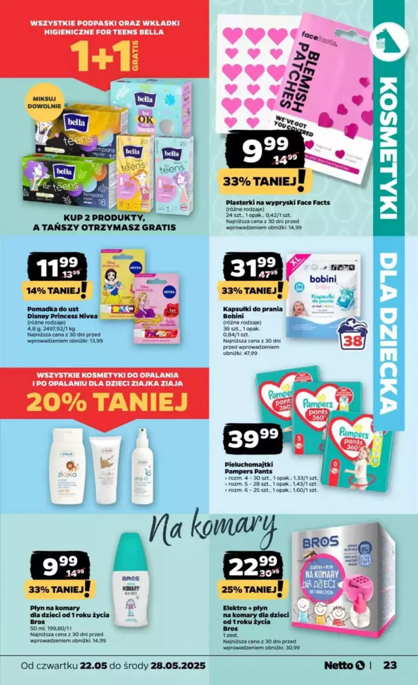 Gazetka promocyjna Netto - ważna 22.05 do 28.05.2025 - strona 16 - produkty: Bell, Bella, Disney, Dzieci, Gra, Kapsułki do prania, Majtki, Nivea, Pampers, Pieluchomajtki, Podpaski, Wkładki, Ziaja, Ziajka