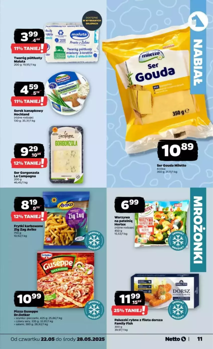 Gazetka promocyjna Netto - ważna 22.05 do 28.05.2025 - strona 3 - produkty: Dorsz, Gorgonzola, Gouda, Hochland, Hortex, Kaki, LG, Piec, Salami, Ser, Sok, Szynka, Twaróg, Twaróg półtłusty, Warzywa