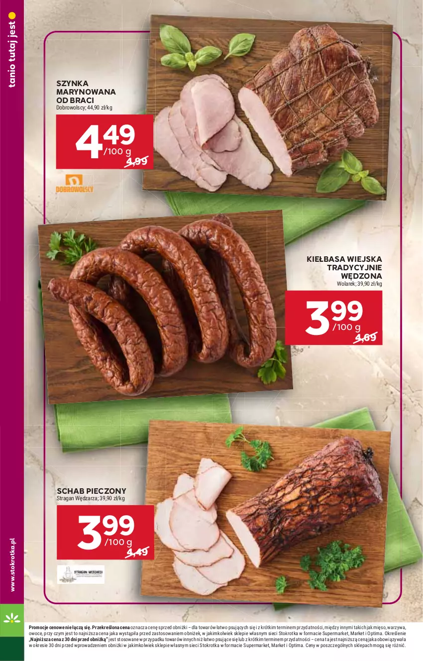 Gazetka promocyjna Stokrotka - Supermarket - ważna 29.10 do 04.11.2026 - strona 20 - produkty: Kiełbasa, Kiełbasa wiejska, Mięso, Optima, Owoce, Piec, Schab pieczony, Szynka, Warzywa