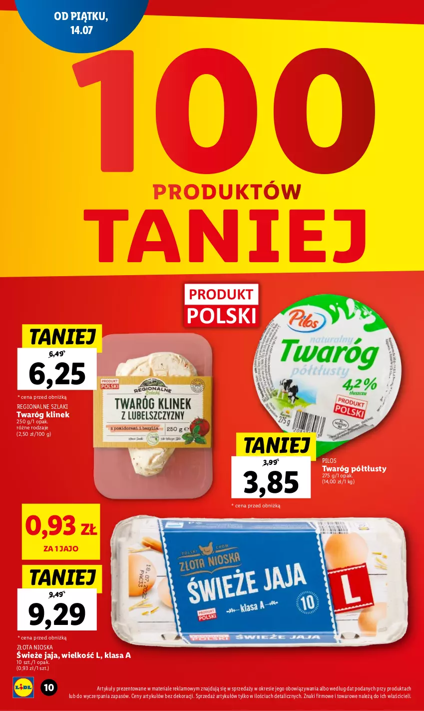 Gazetka promocyjna Lidl - GAZETKA - ważna 14.07 do 23.07.2023 - strona 10 - produkty: Jaja, Pilos, Twaróg, Twaróg półtłusty