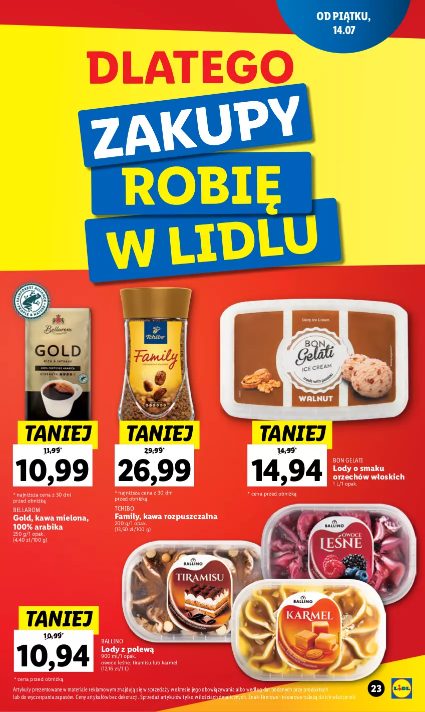 Gazetka promocyjna Lidl - GAZETKA - ważna 14.07 do 23.07.2023 - strona 23 - produkty: Bell, Bella, Fa, Kawa, Kawa mielona, Kawa rozpuszczalna, Lody, Owoce, Tchibo