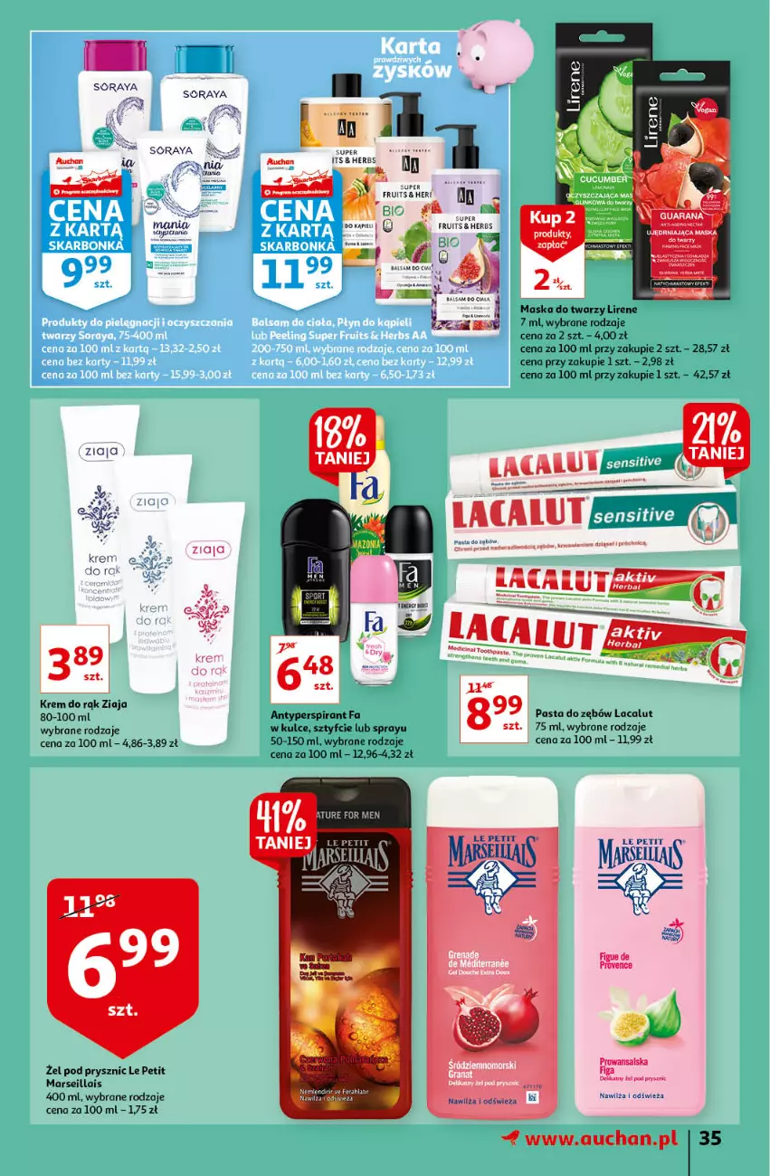 Gazetka promocyjna Auchan - Maxi Paki Niskie Ceny Hipermarkety - ważna 13.01 do 19.01.2022 - strona 35 - produkty: Antyperspirant, Fa, Krem do rąk, Lacalut, Lirene, Mars, Maska, Maska do twarzy, Pasta do zębów, Ziaja