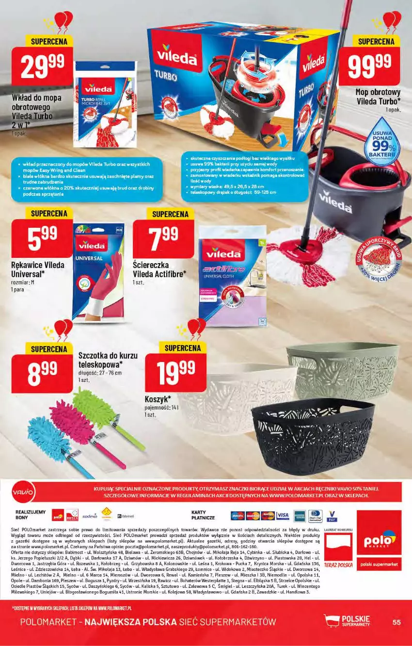 Gazetka promocyjna PoloMarket - Gazetka pomocyjna - ważna 13.07 do 19.07.2022 - strona 55 - produkty: BIC, Dres, Fa, Gra, Inka, KOBO, Kosz, Laur, Mop, Olej, Piast, Rękawice, Szczotka, Teleskop, Vileda