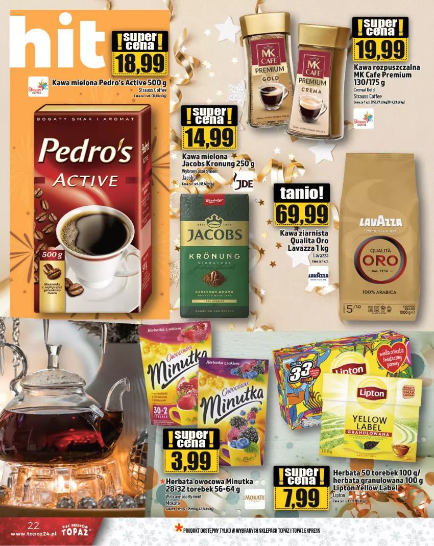 Gazetka promocyjna Topaz - Gazetka - ważna 27.12 do 31.12.2024 - strona 22 - produkty: Gra, Herbata, Kawa, Kawa mielona, Kawa rozpuszczalna, Lavazza, LG, Lipton, Top