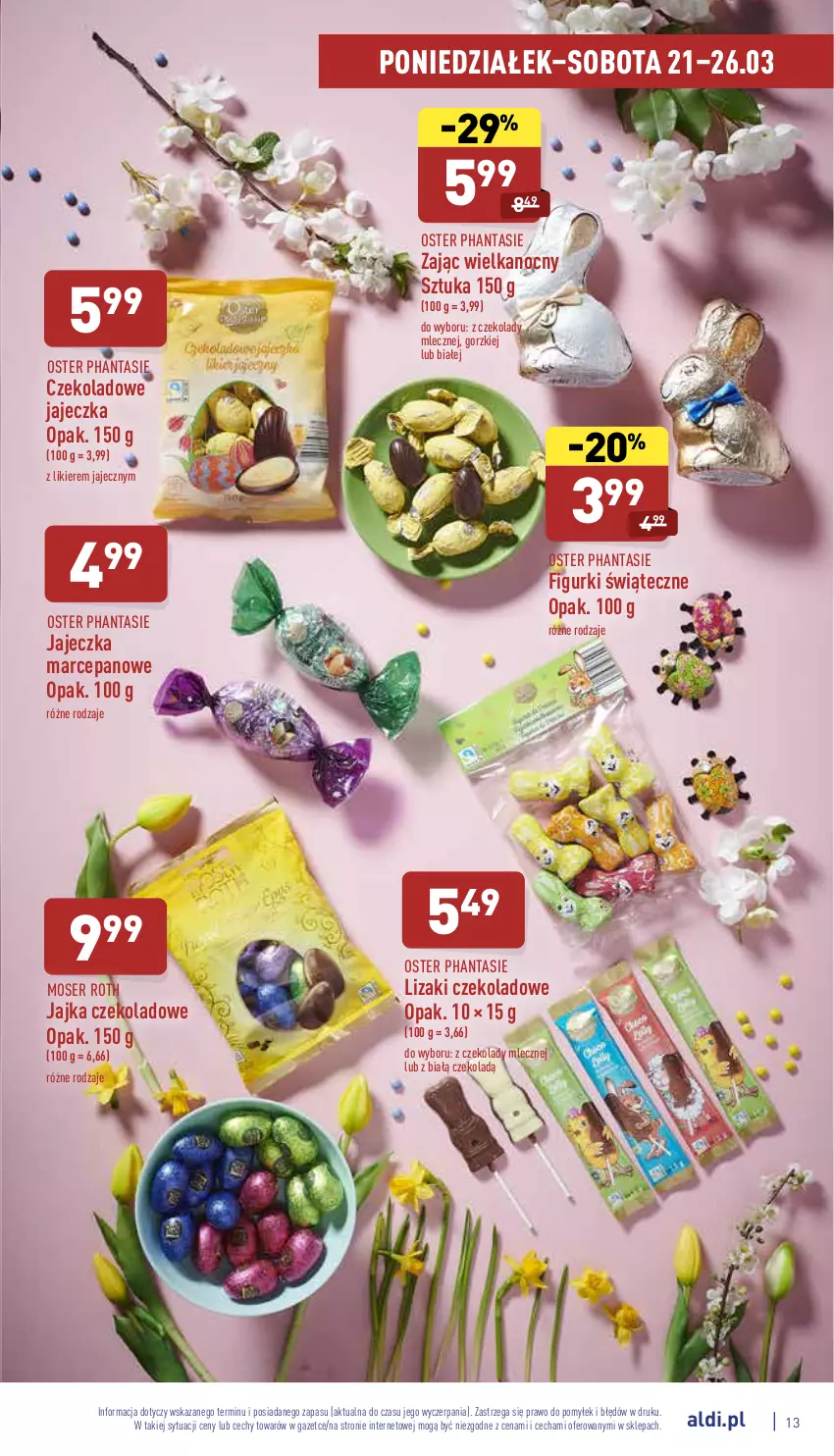 Gazetka promocyjna Aldi - Pełny katalog - ważna 21.03 do 26.03.2022 - strona 13 - produkty: Likier, Lizaki, Lizaki czekoladowe, Moser Roth, Ser