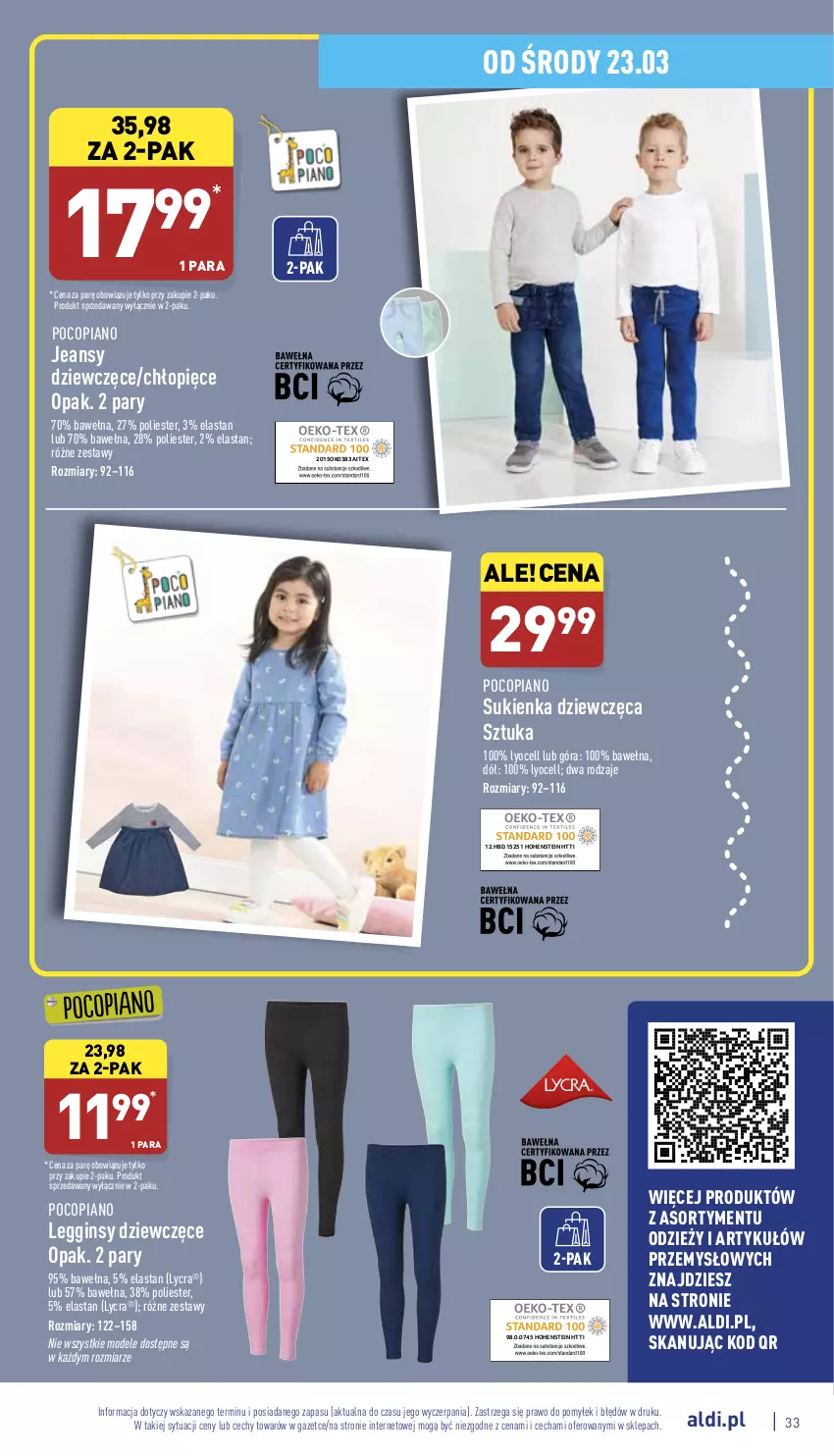 Gazetka promocyjna Aldi - Pełny katalog - ważna 21.03 do 26.03.2022 - strona 33 - produkty: Gin, Legginsy, Pocopiano, Sukienka, Wełna