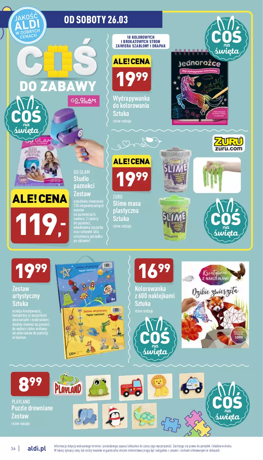 Gazetka promocyjna Aldi - Pełny katalog - ważna 21.03 do 26.03.2022 - strona 36 - produkty: Drapak, Klej, Kolorowanka, Lakier, Por, Puzzle