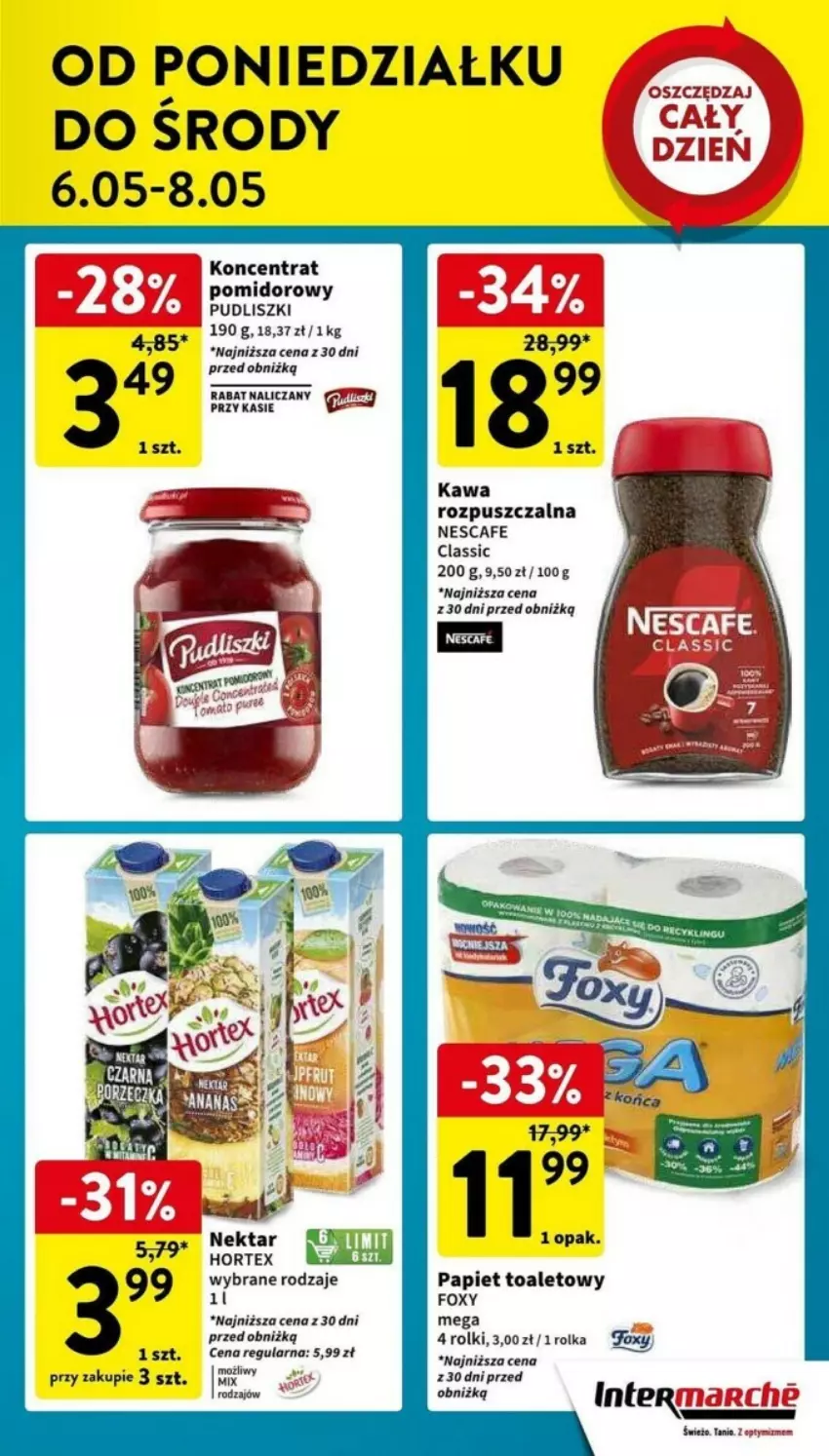 Gazetka promocyjna Intermarche - ważna 30.04 do 08.05.2024 - strona 15 - produkty: Foxy, Hortex, Kawa, Kawa rozpuszczalna, Nektar, Pudliszki, Rolki