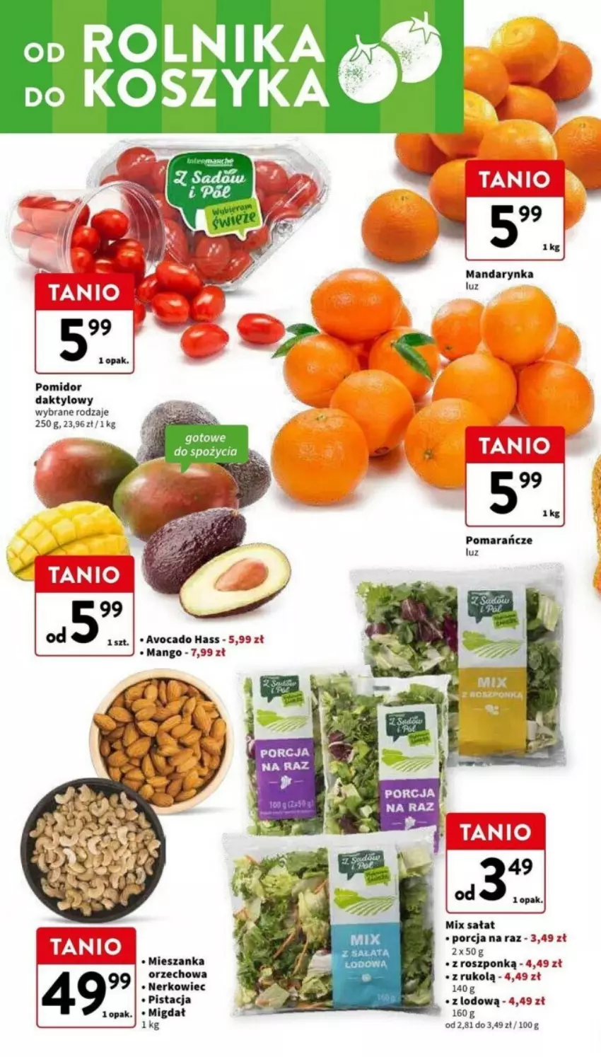 Gazetka promocyjna Intermarche - ważna 30.04 do 08.05.2024 - strona 16 - produkty: Avocado, Mango, Mieszanka orzechowa, Pomarańcze, Por, Rolnik, Sałat